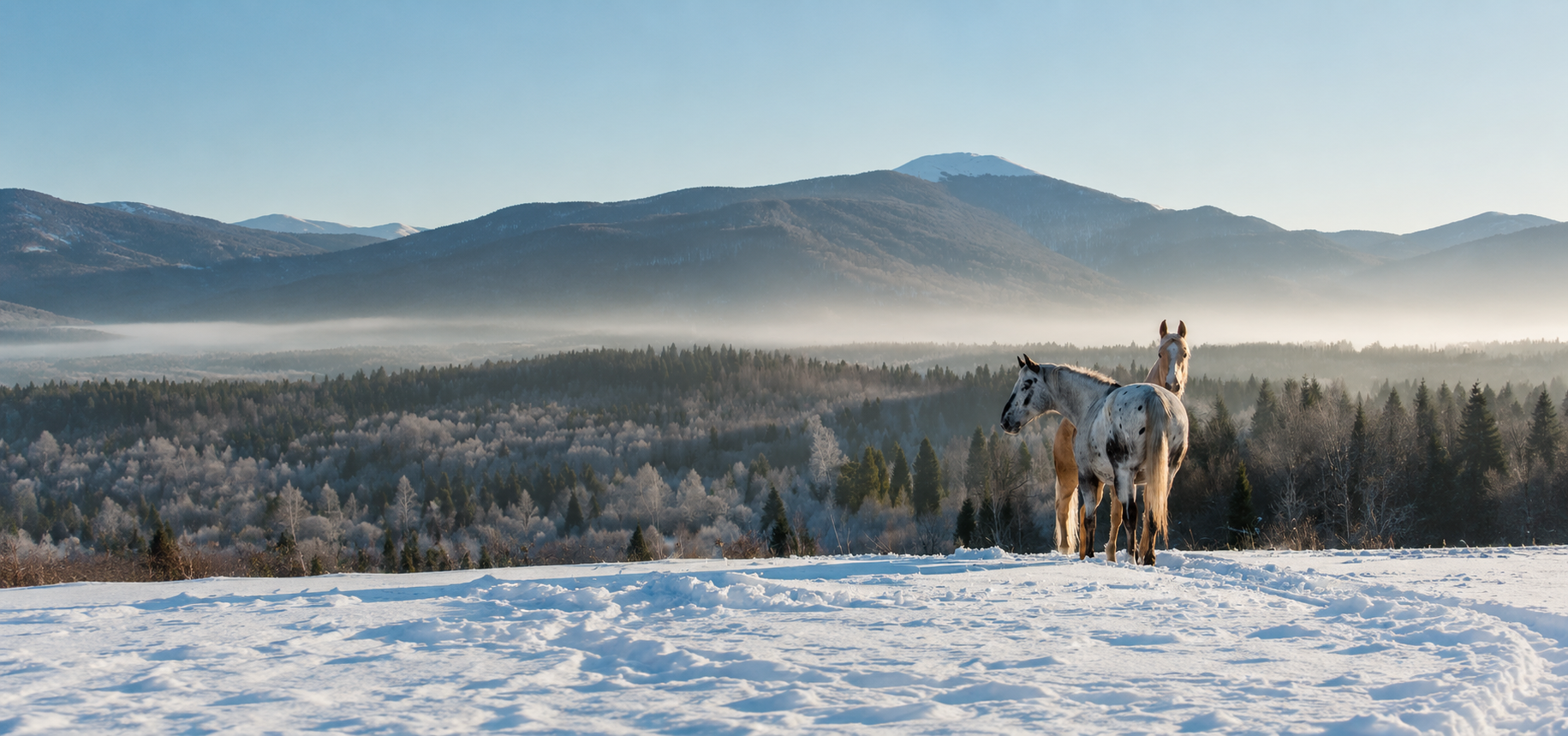 Widok na Bieszczady z Kurnachaty w Strzebowiskach koło Wetliny